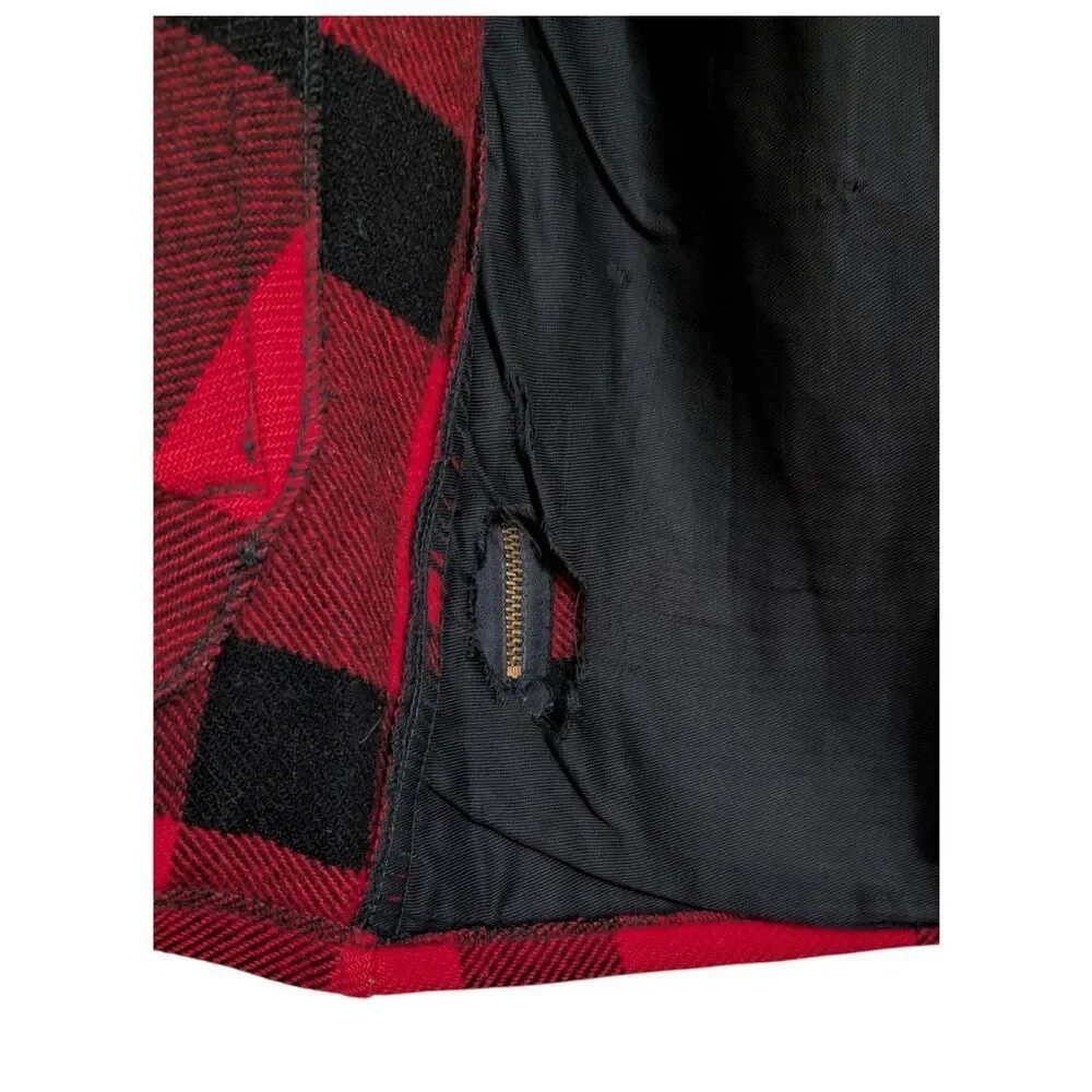 VTG 70s Johnson Woolen Mills Red Buffalo Plaid Wool Hunting Cruiser Jacket S